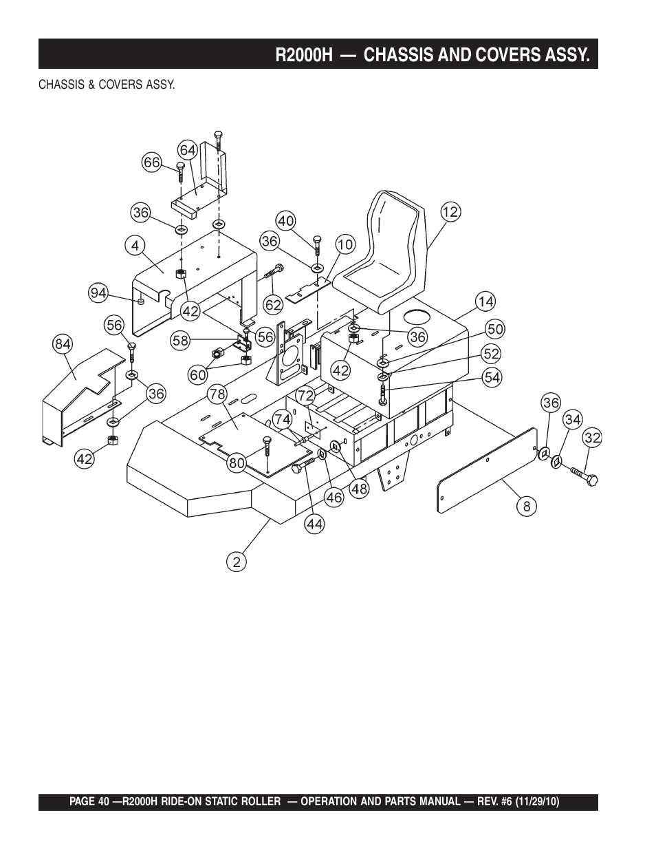 R2000h — chassis and covers assy | Multiquip R2000H User Manual | Page 40 / 90