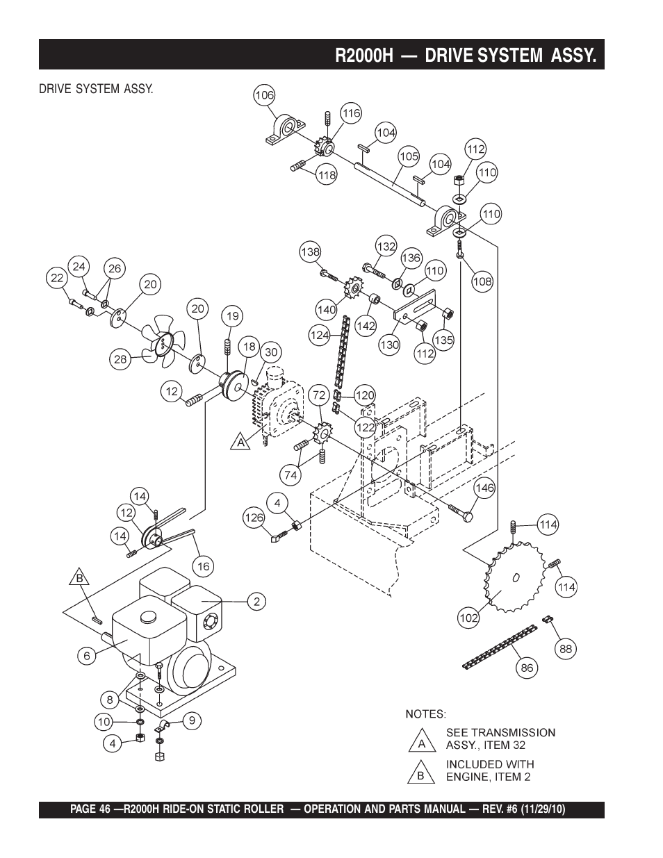 R2000h — drive system assy | Multiquip R2000H User Manual | Page 46 / 90