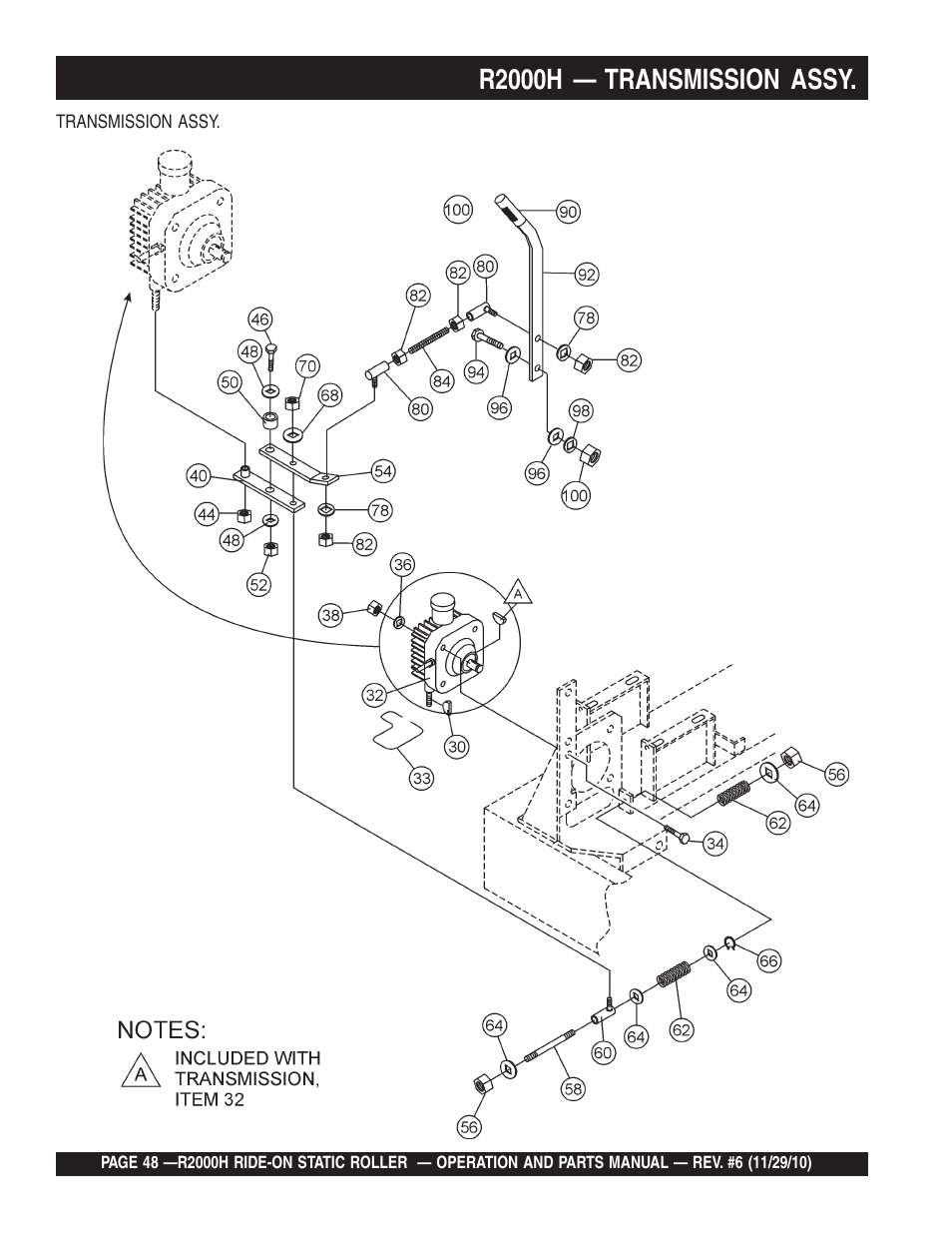 R2000h — transmission assy | Multiquip R2000H User Manual | Page 48 / 90