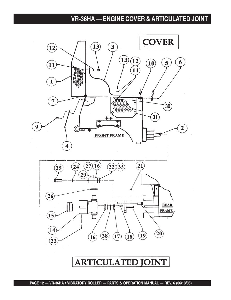 Vr-36ha — engine cover & articulated joint | Multiquip VR36HA User Manual | Page 12 / 66