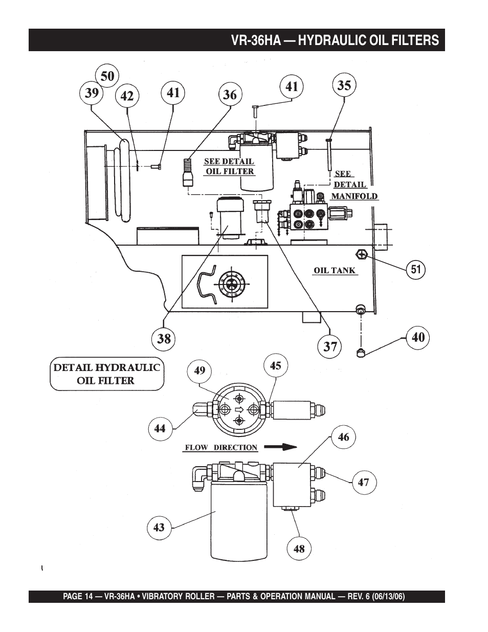 Vr-36ha — hydraulic oil filters | Multiquip VR36HA User Manual | Page 14 / 66