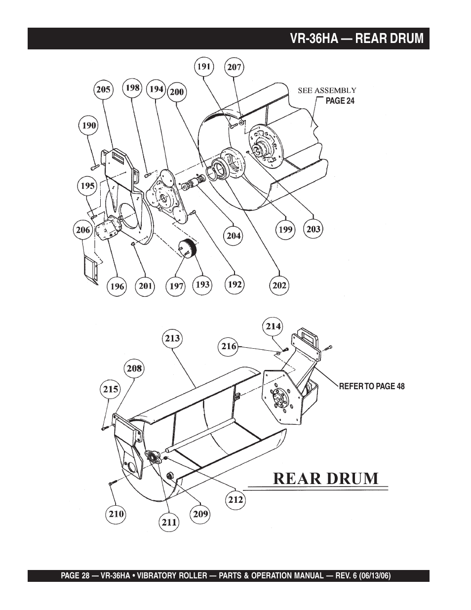 Vr-36ha — rear drum | Multiquip VR36HA User Manual | Page 28 / 66