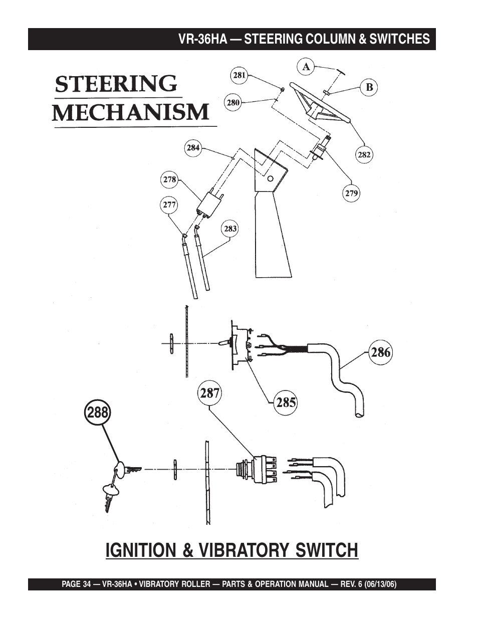 Ignition & vibratory switch | Multiquip VR36HA User Manual | Page 34 / 66