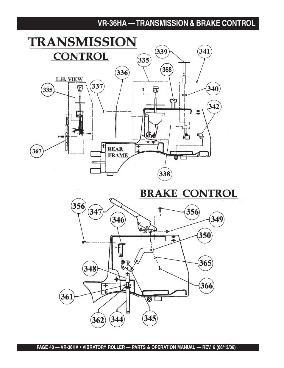Vr-36ha — transmission & brake control | Multiquip VR36HA User Manual | Page 40 / 66