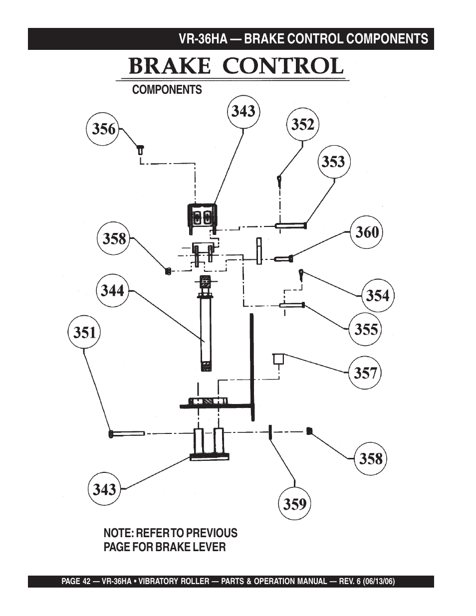 Vr-36ha — brake control components | Multiquip VR36HA User Manual | Page 42 / 66