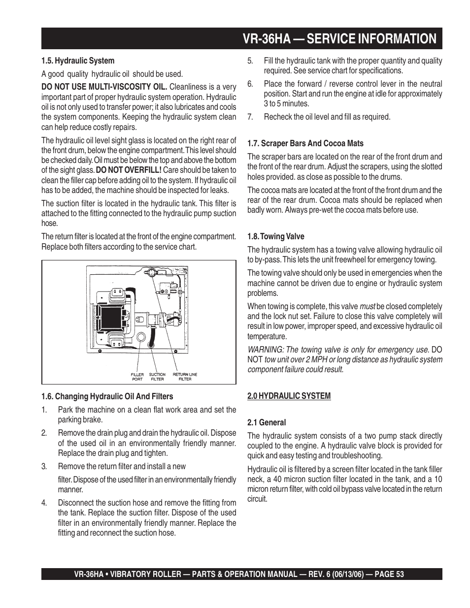 Vr-36ha — service information | Multiquip VR36HA User Manual | Page 53 / 66