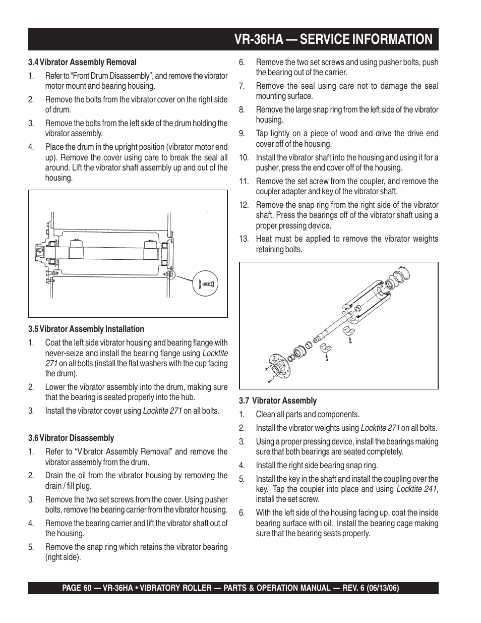 Vr-36ha — service information | Multiquip VR36HA User Manual | Page 60 / 66
