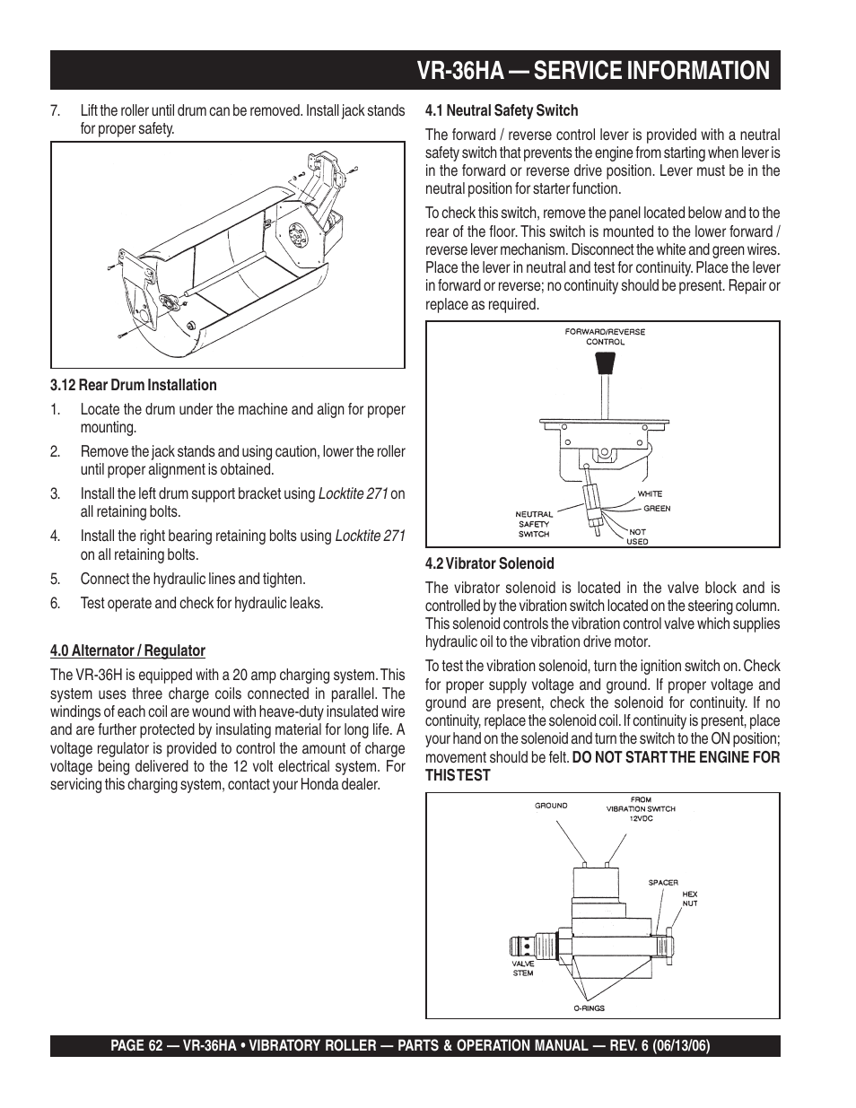 Vr-36ha — service information | Multiquip VR36HA User Manual | Page 62 / 66