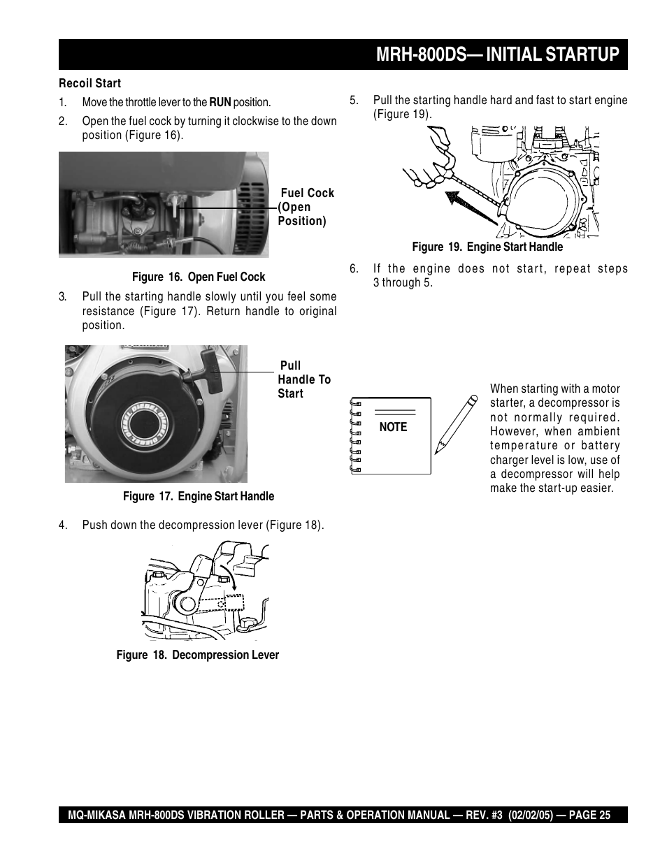 Mrh-800ds— initial startup | Multiquip MRH800DS User Manual | Page 25 / 96