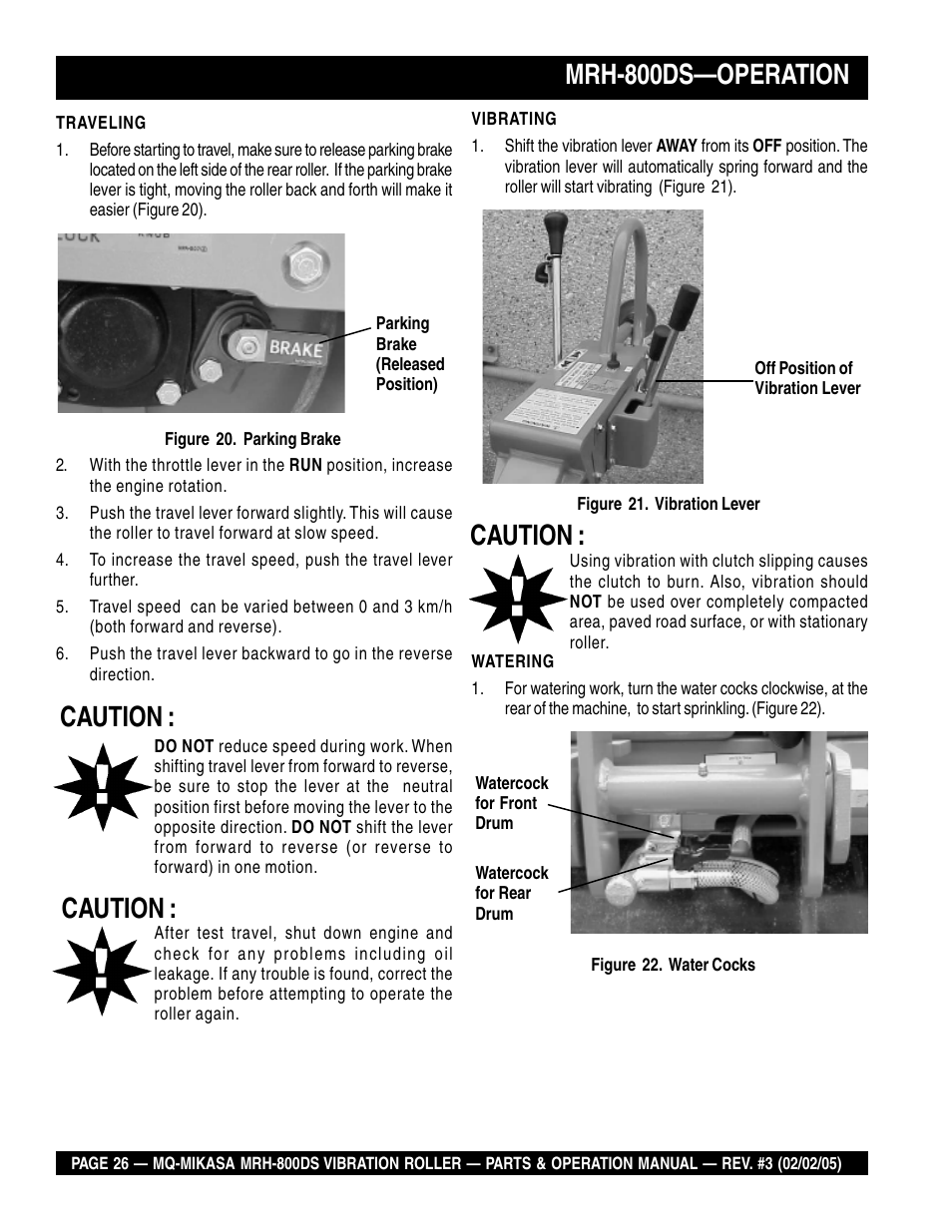 Mrh-800ds—operation, Caution | Multiquip MRH800DS User Manual | Page 26 / 96
