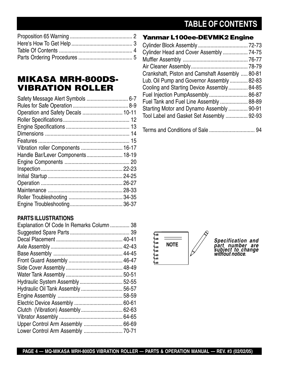 Multiquip MRH800DS User Manual | Page 4 / 96