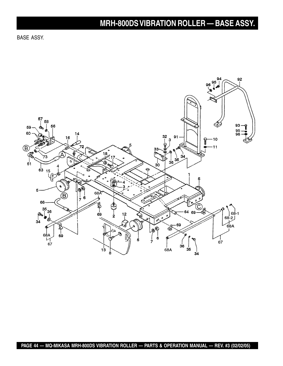 Mrh-800ds vibration roller — base assy | Multiquip MRH800DS User Manual | Page 44 / 96