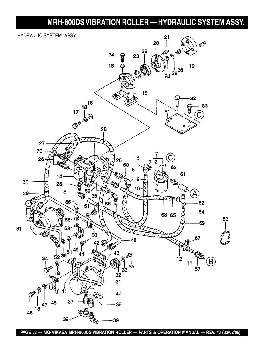 Mrh-800ds vibration roller — hydraulic system assy | Multiquip MRH800DS User Manual | Page 52 / 96