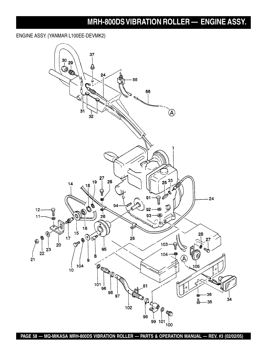 Mrh-800ds vibration roller — engine assy | Multiquip MRH800DS User Manual | Page 58 / 96