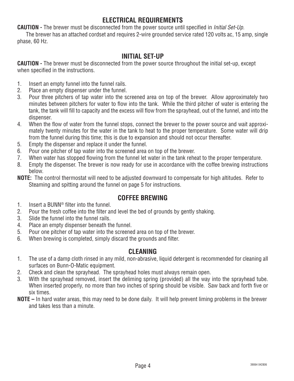 Bunn VPR APS User Manual | Page 4 / 12