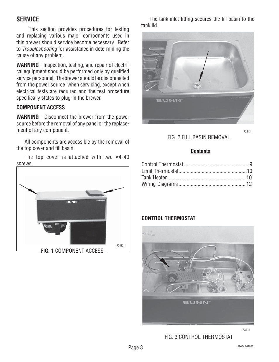 Service | Bunn VPR APS User Manual | Page 8 / 12