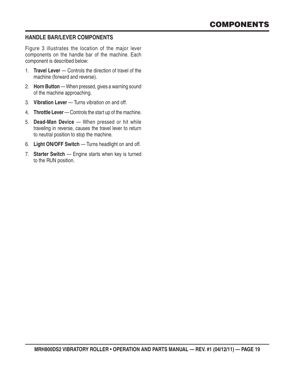 Components | Multiquip MRH800DS2 User Manual | Page 19 / 92