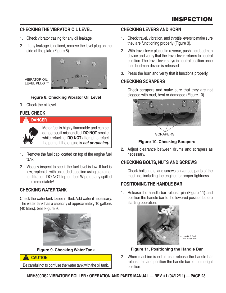 Inspection | Multiquip MRH800DS2 User Manual | Page 23 / 92