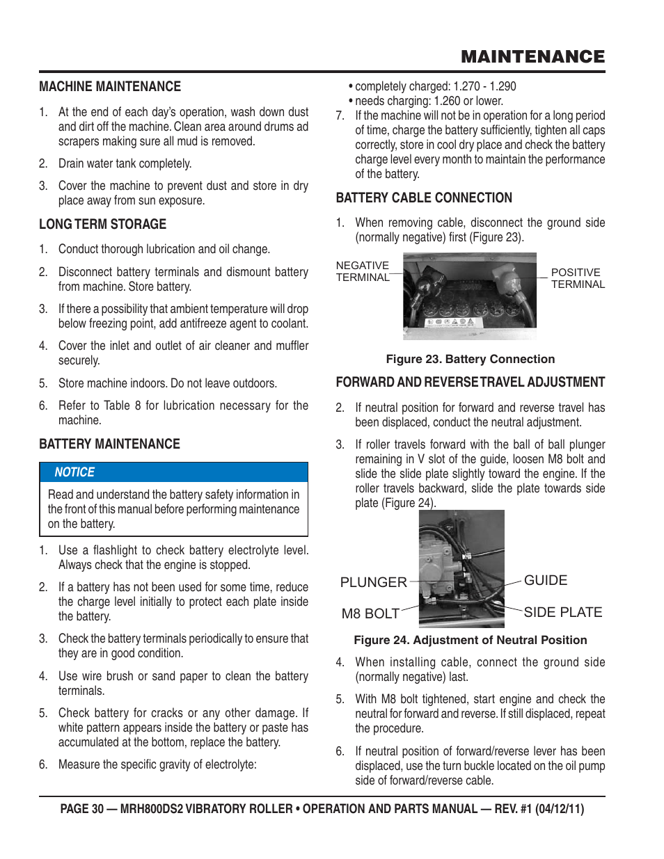 Maintenance | Multiquip MRH800DS2 User Manual | Page 30 / 92