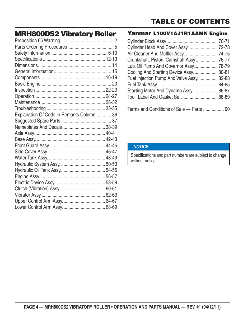Multiquip MRH800DS2 User Manual | Page 4 / 92