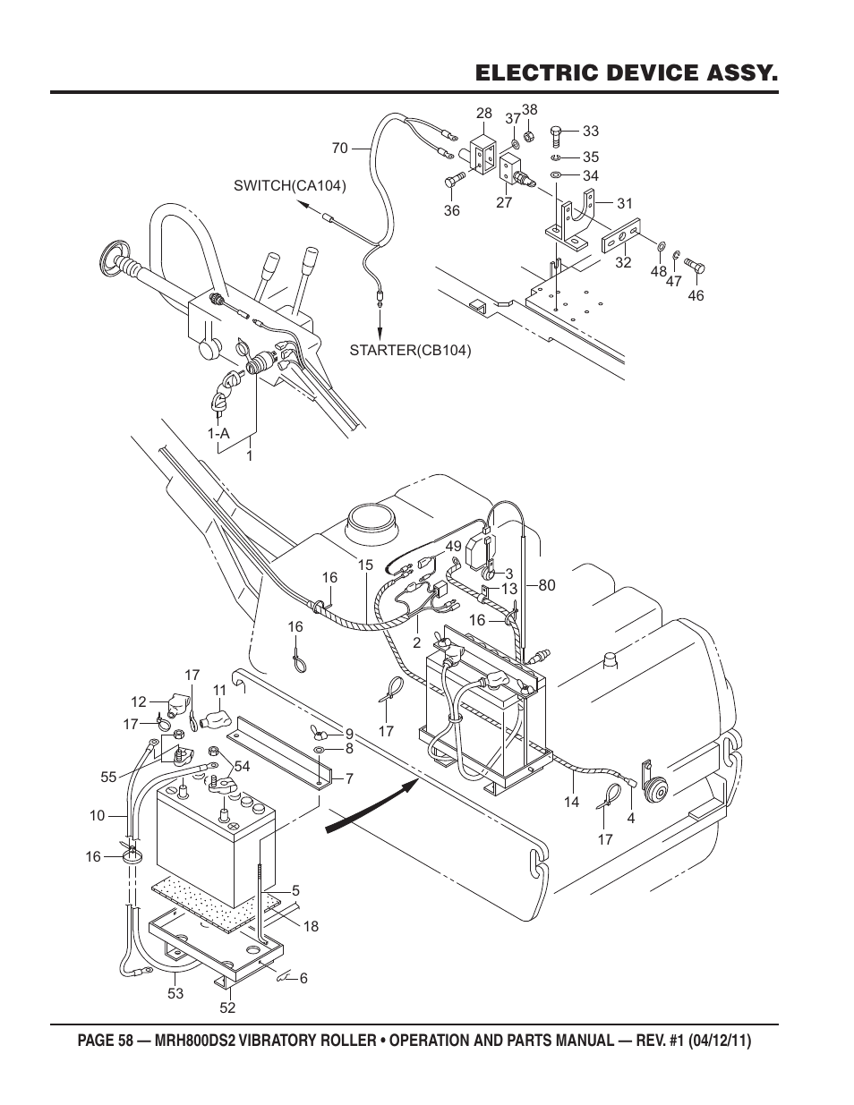 Electric device assy | Multiquip MRH800DS2 User Manual | Page 58 / 92