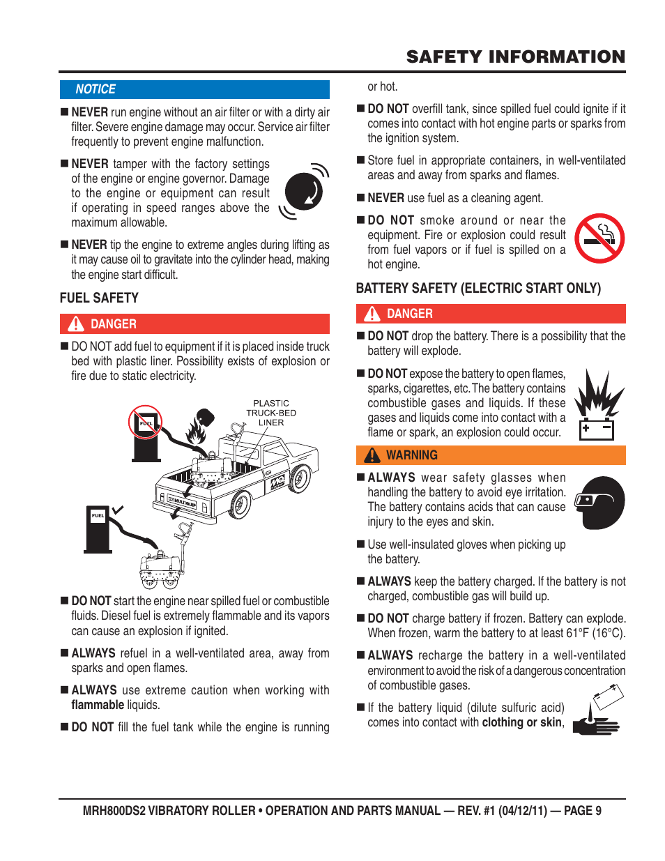 Safety information | Multiquip MRH800DS2 User Manual | Page 9 / 92
