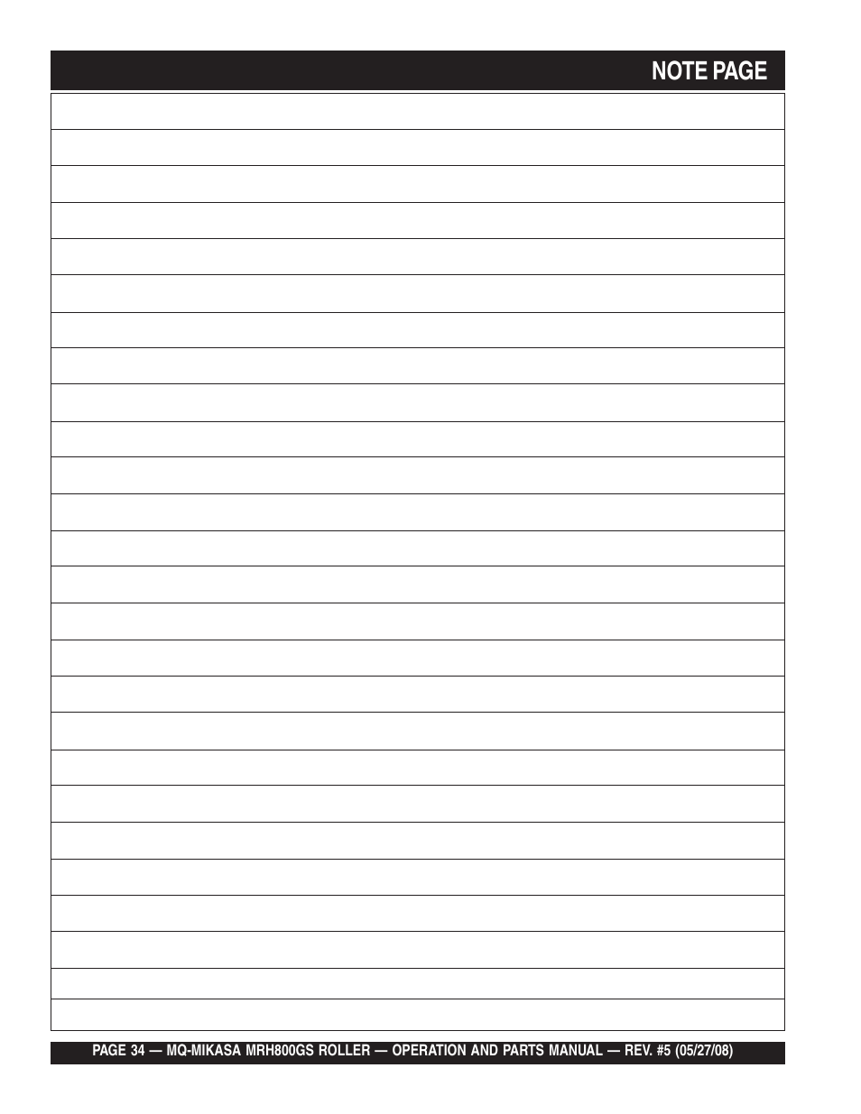 Multiquip MRH800GS User Manual | Page 34 / 112