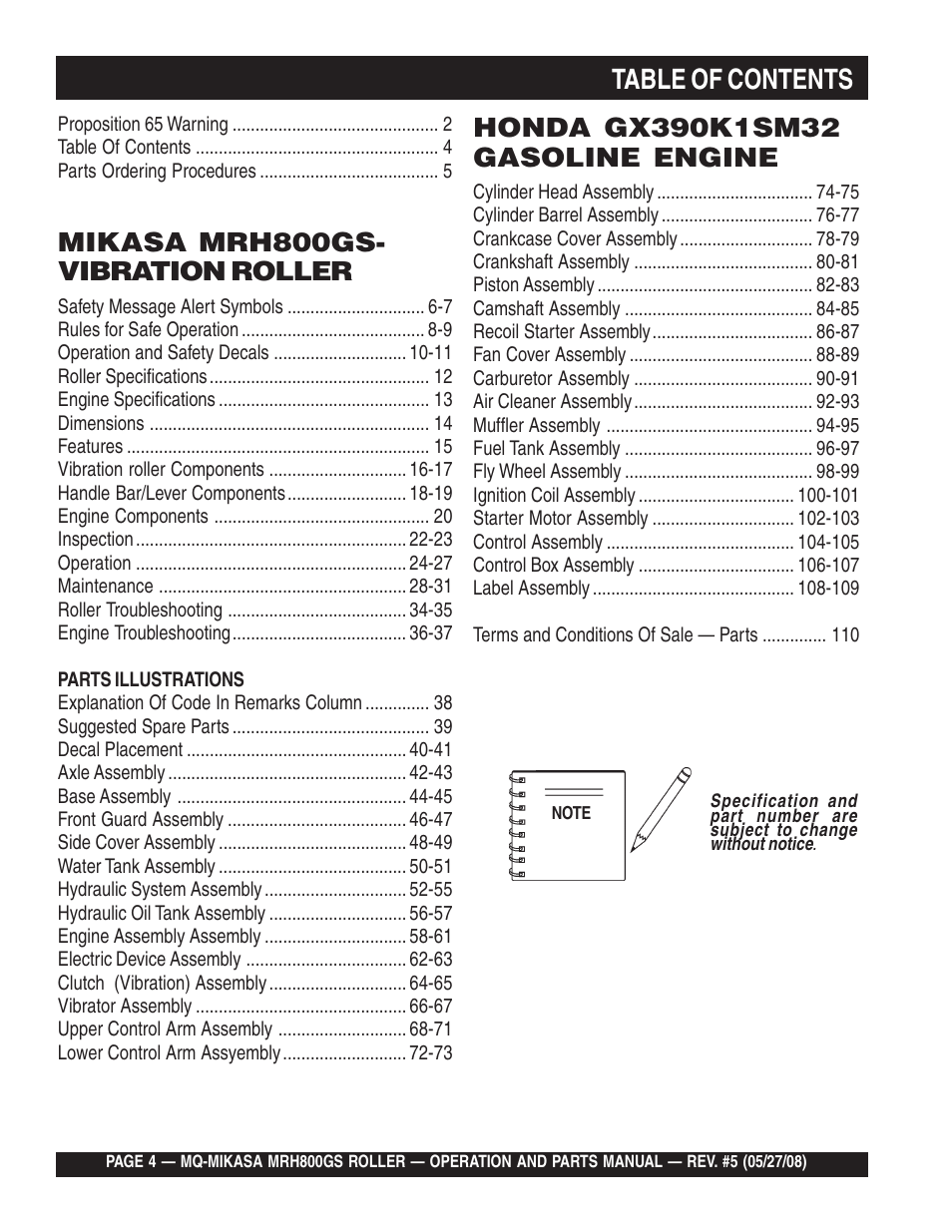 Multiquip MRH800GS User Manual | Page 4 / 112