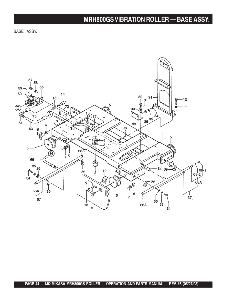 Mrh800gs vibration roller — base assy | Multiquip MRH800GS User Manual | Page 44 / 112