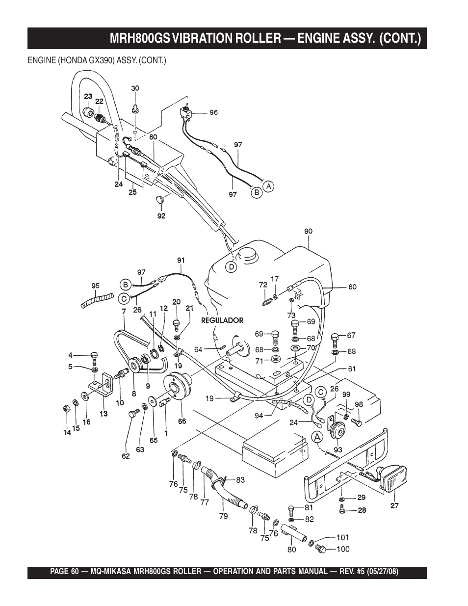 Mrh800gs vibration roller — engine assy. (cont.) | Multiquip MRH800GS User Manual | Page 60 / 112