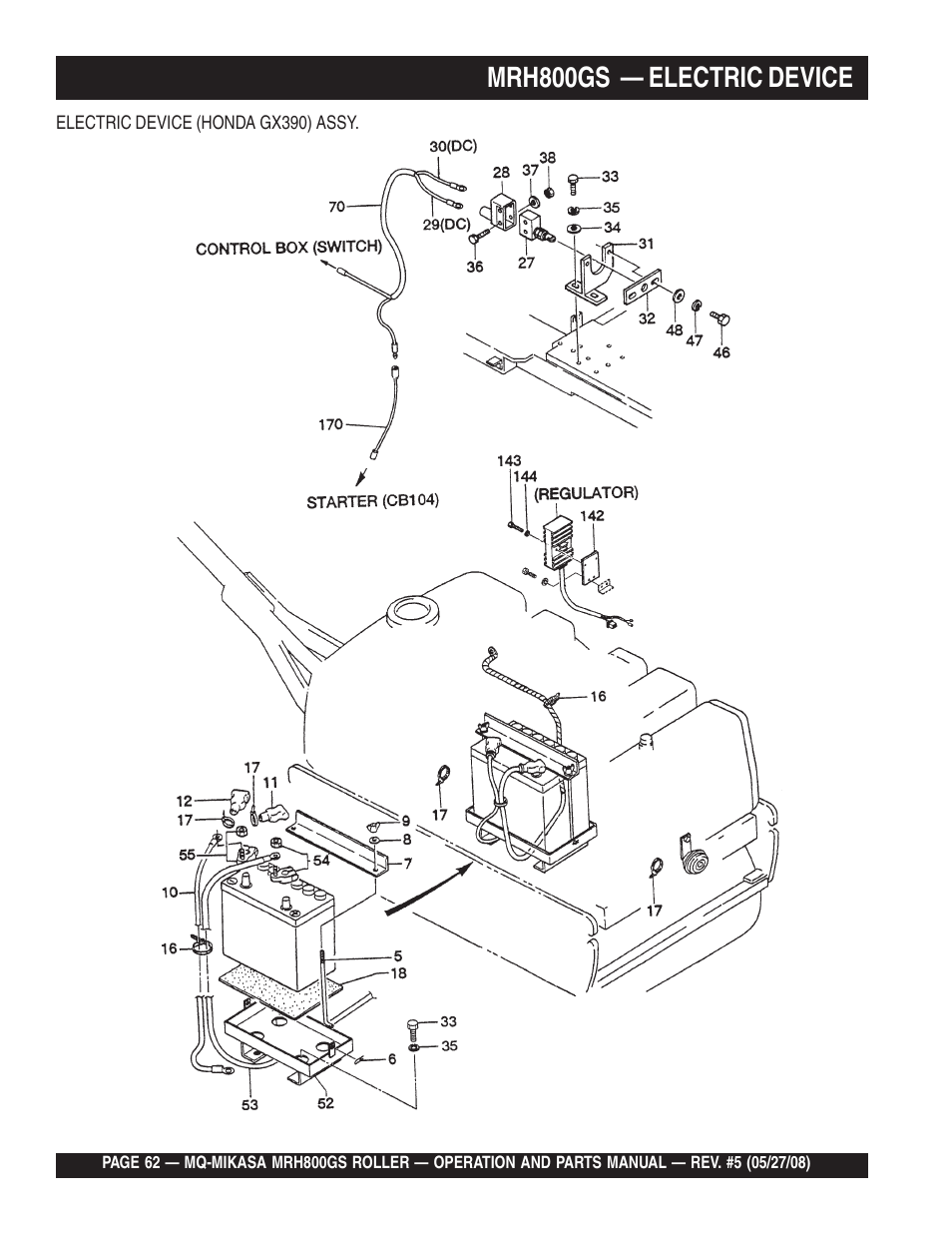 Mrh800gs — electric device | Multiquip MRH800GS User Manual | Page 62 / 112