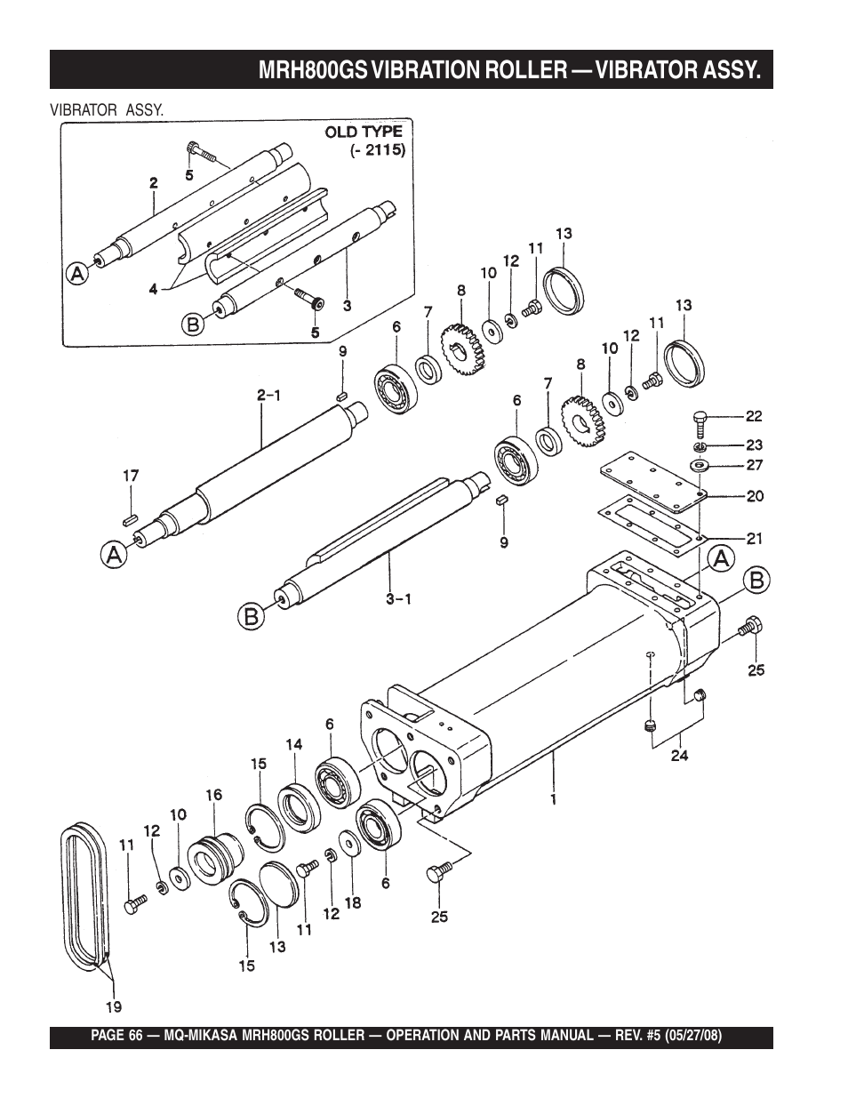 Mrh800gs vibration roller — vibrator assy | Multiquip MRH800GS User Manual | Page 66 / 112