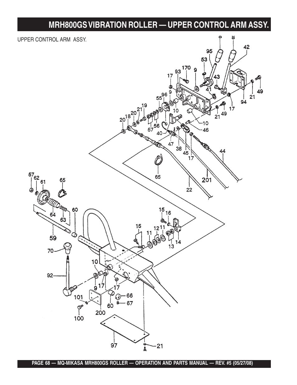 Mrh800gs vibration roller — upper control arm assy | Multiquip MRH800GS User Manual | Page 68 / 112