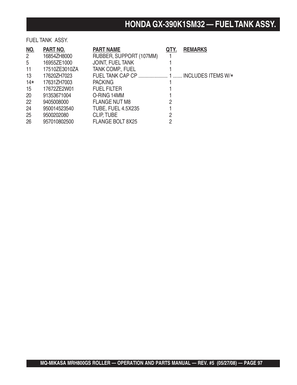 Multiquip MRH800GS User Manual | Page 97 / 112