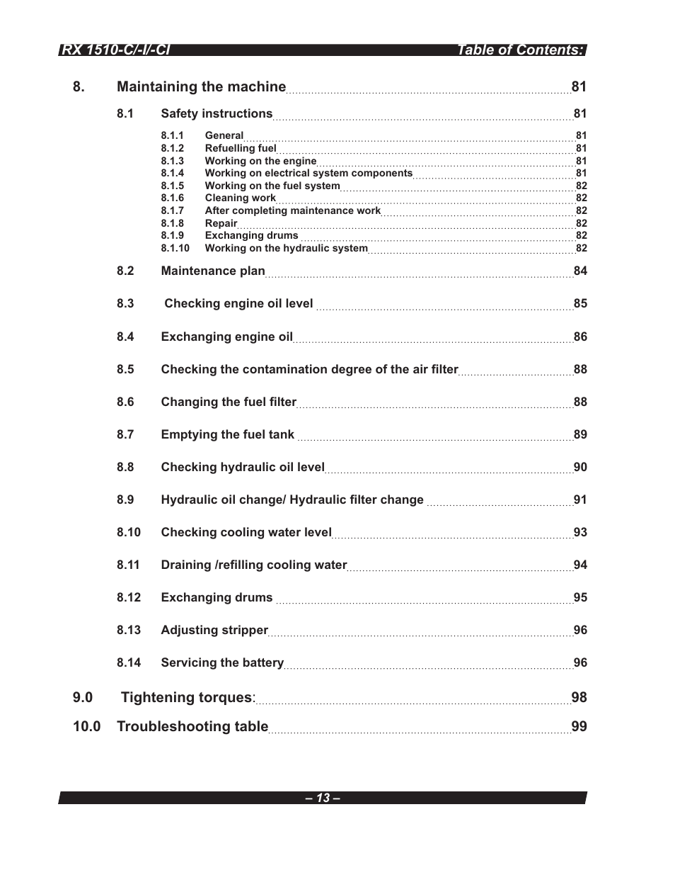 Multiquip RX 1510-C/-I/-CI User Manual | Page 13 / 101