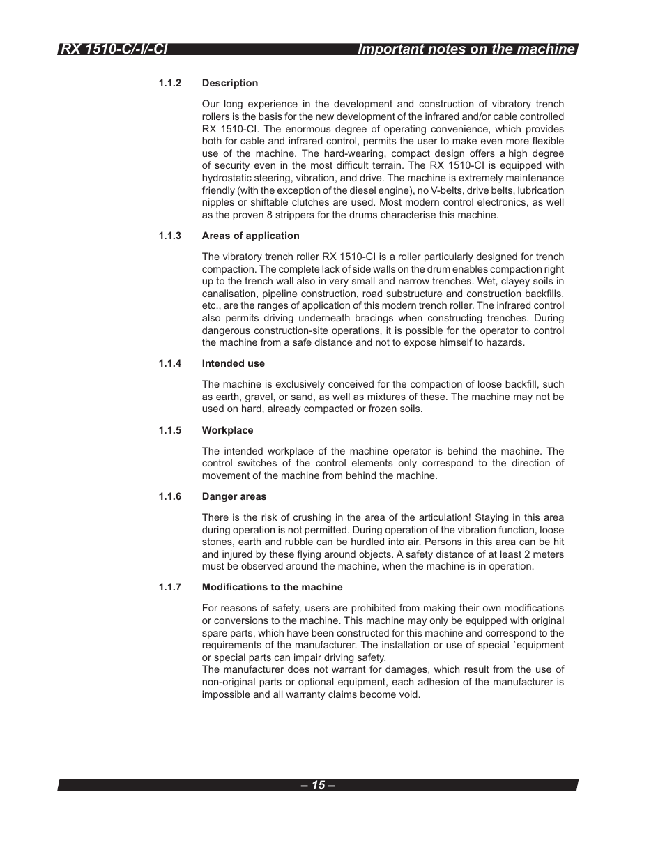 Multiquip RX 1510-C/-I/-CI User Manual | Page 15 / 101