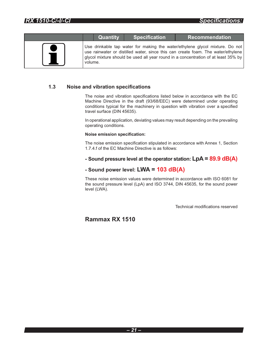 Multiquip RX 1510-C/-I/-CI User Manual | Page 21 / 101