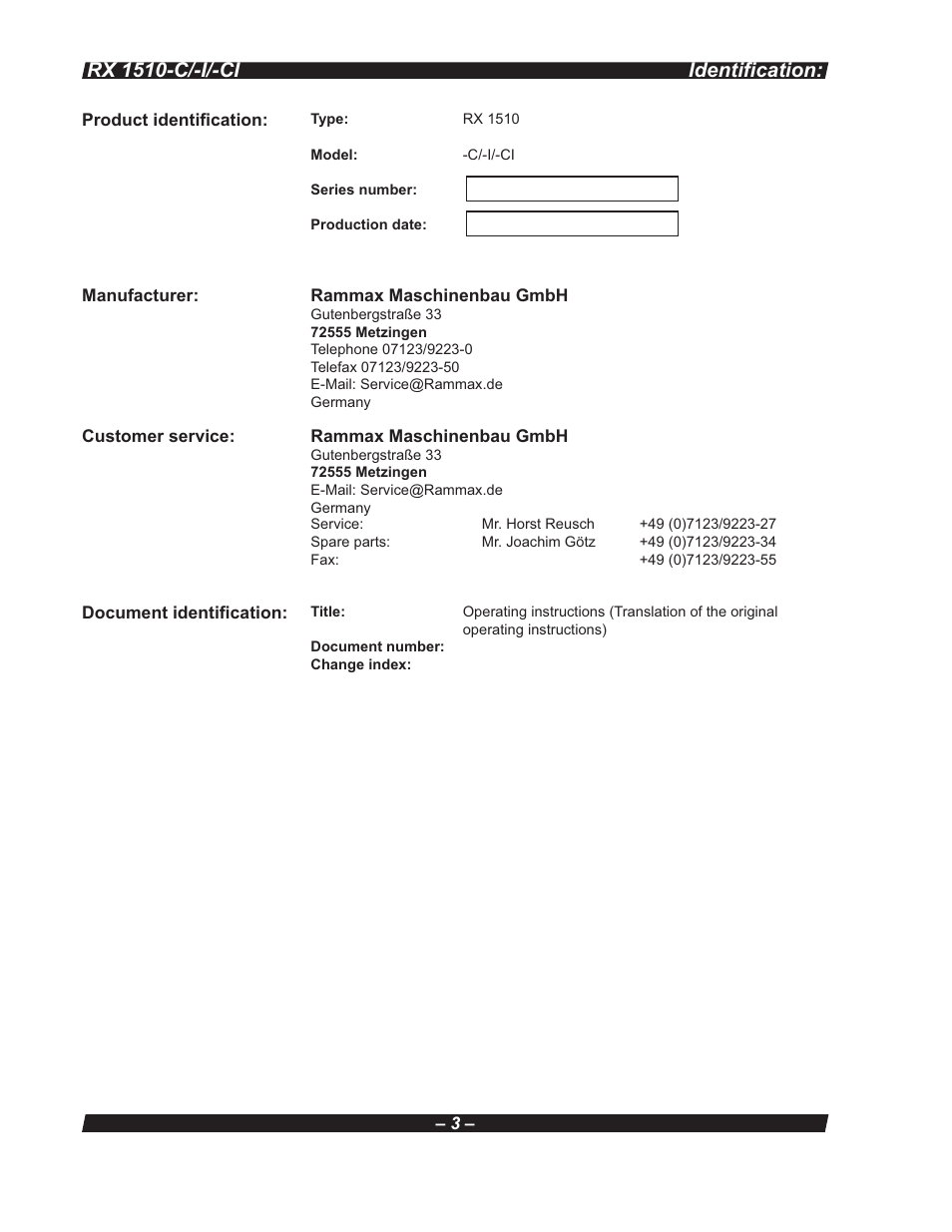 Multiquip RX 1510-C/-I/-CI User Manual | Page 3 / 101