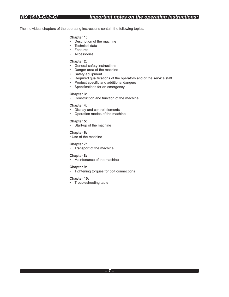 Multiquip RX 1510-C/-I/-CI User Manual | Page 7 / 101