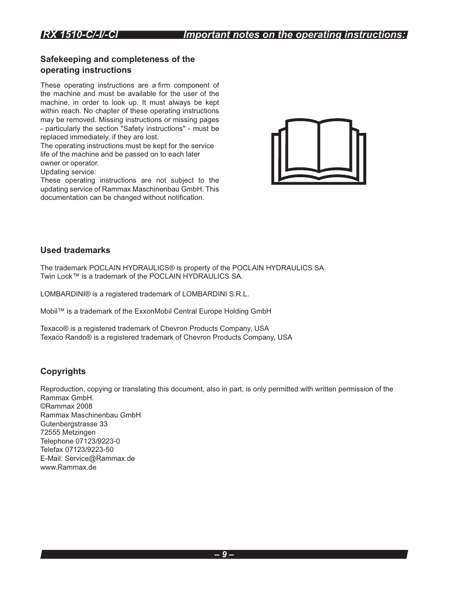 Multiquip RX 1510-C/-I/-CI User Manual | Page 9 / 101