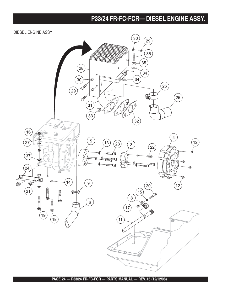 P33/24 fr-fc-fcr— diesel engine assy | Multiquip P33/24 FR/FC/FCR User Manual | Page 24 / 54