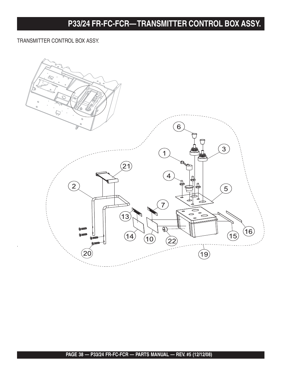 P33/24 fr-fc-fcr— transmitter control box assy | Multiquip P33/24 FR/FC/FCR User Manual | Page 38 / 54