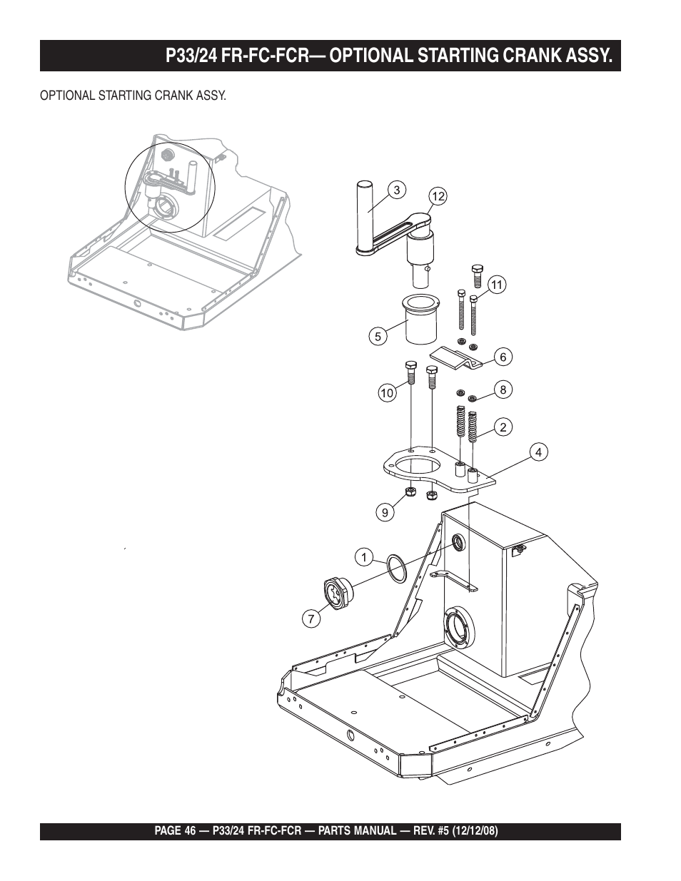 P33/24 fr-fc-fcr— optional starting crank assy | Multiquip P33/24 FR/FC/FCR User Manual | Page 46 / 54