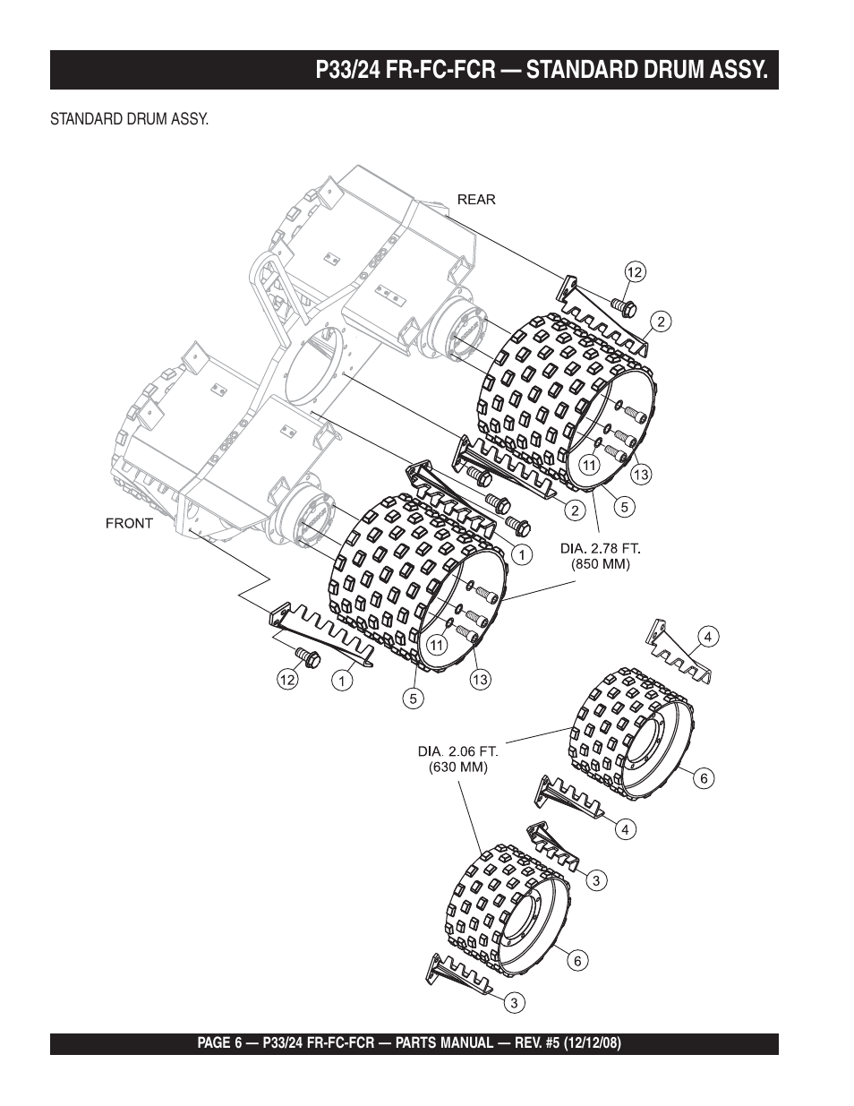 P33/24 fr-fc-fcr — standard drum assy | Multiquip P33/24 FR/FC/FCR User Manual | Page 6 / 54