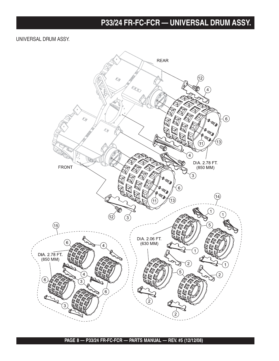 P33/24 fr-fc-fcr — universal drum assy | Multiquip P33/24 FR/FC/FCR User Manual | Page 8 / 54