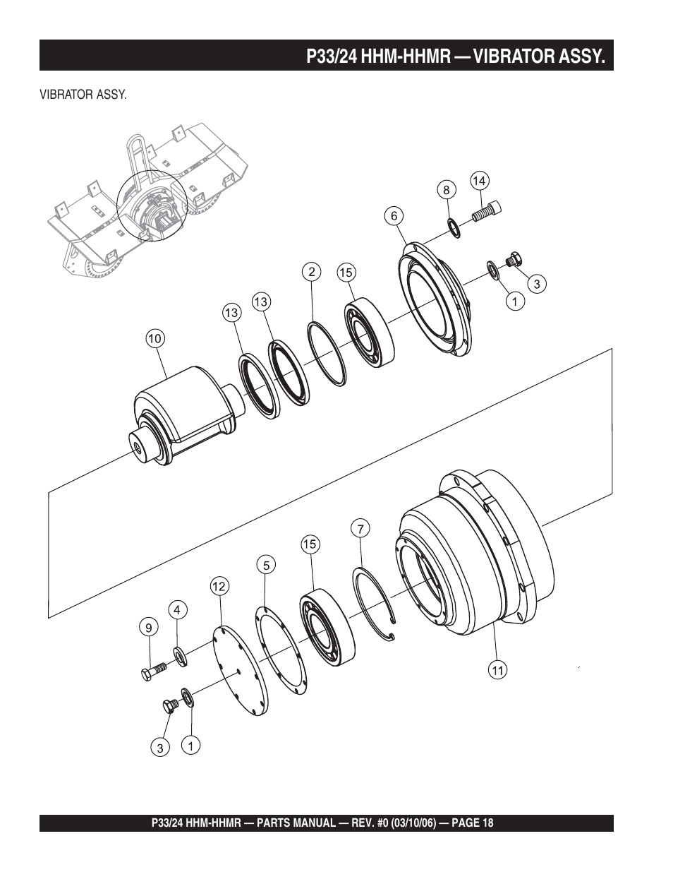 P33/24 hhm-hhmr — vibrator assy | Multiquip P33/24 HHM/HHMR/HHMR-BD User Manual | Page 18 / 96