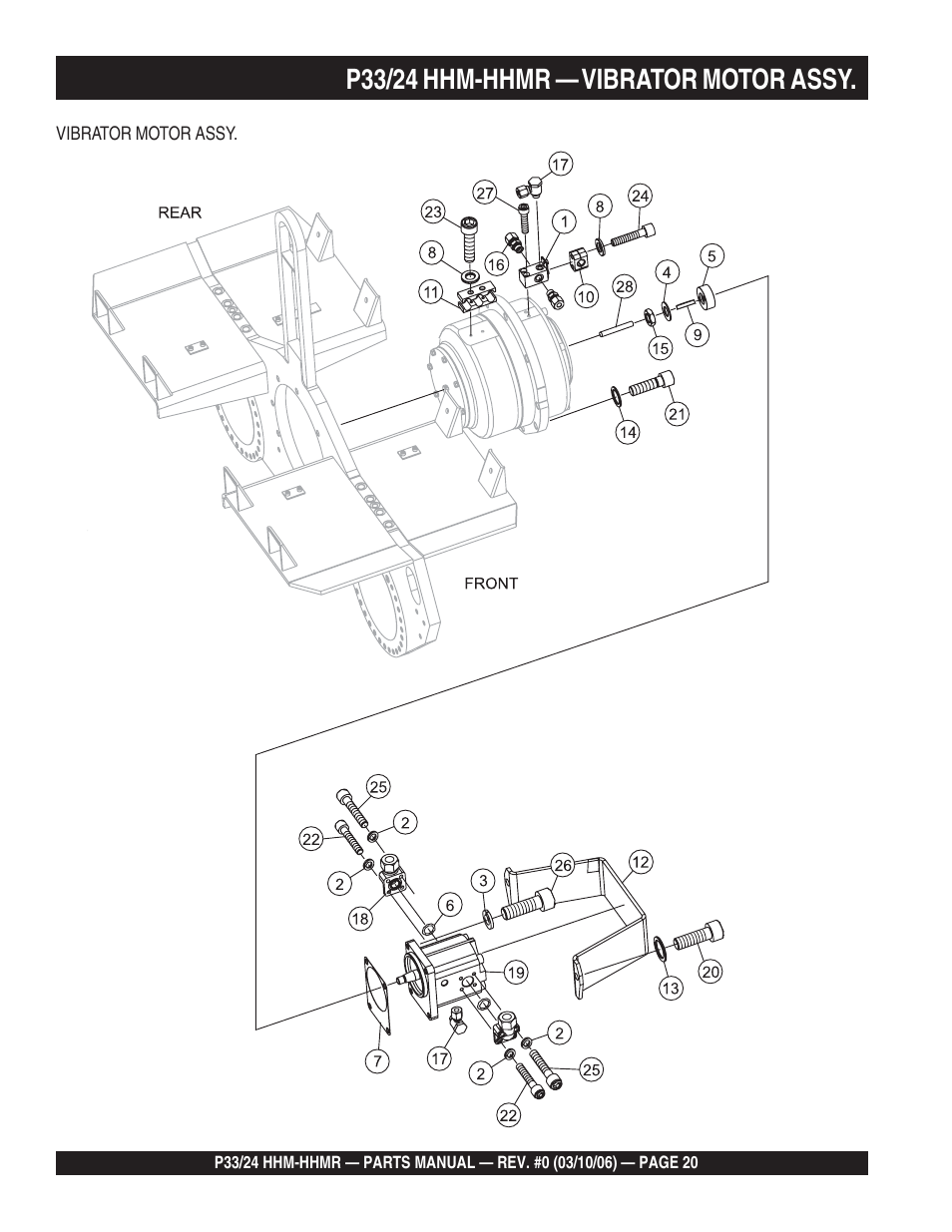 P33/24 hhm-hhmr — vibrator motor assy | Multiquip P33/24 HHM/HHMR/HHMR-BD User Manual | Page 20 / 96