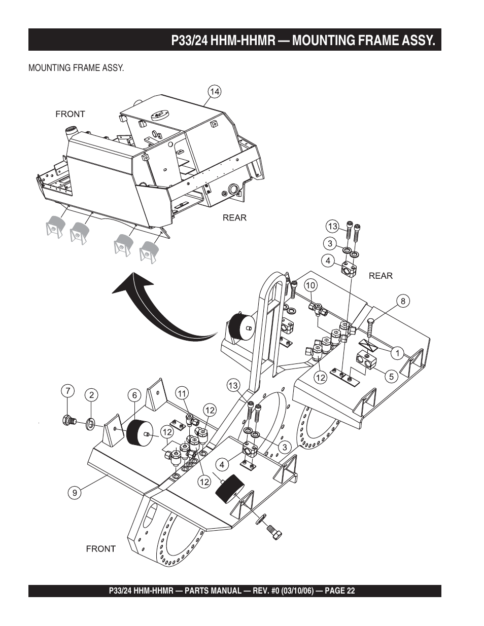 P33/24 hhm-hhmr — mounting frame assy | Multiquip P33/24 HHM/HHMR/HHMR-BD User Manual | Page 22 / 96