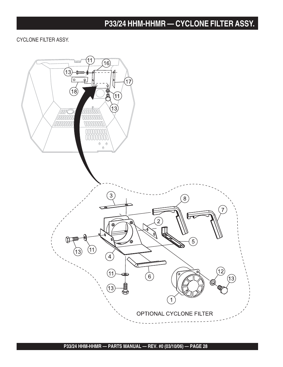 P33/24 hhm-hhmr — cyclone filter assy | Multiquip P33/24 HHM/HHMR/HHMR-BD User Manual | Page 28 / 96