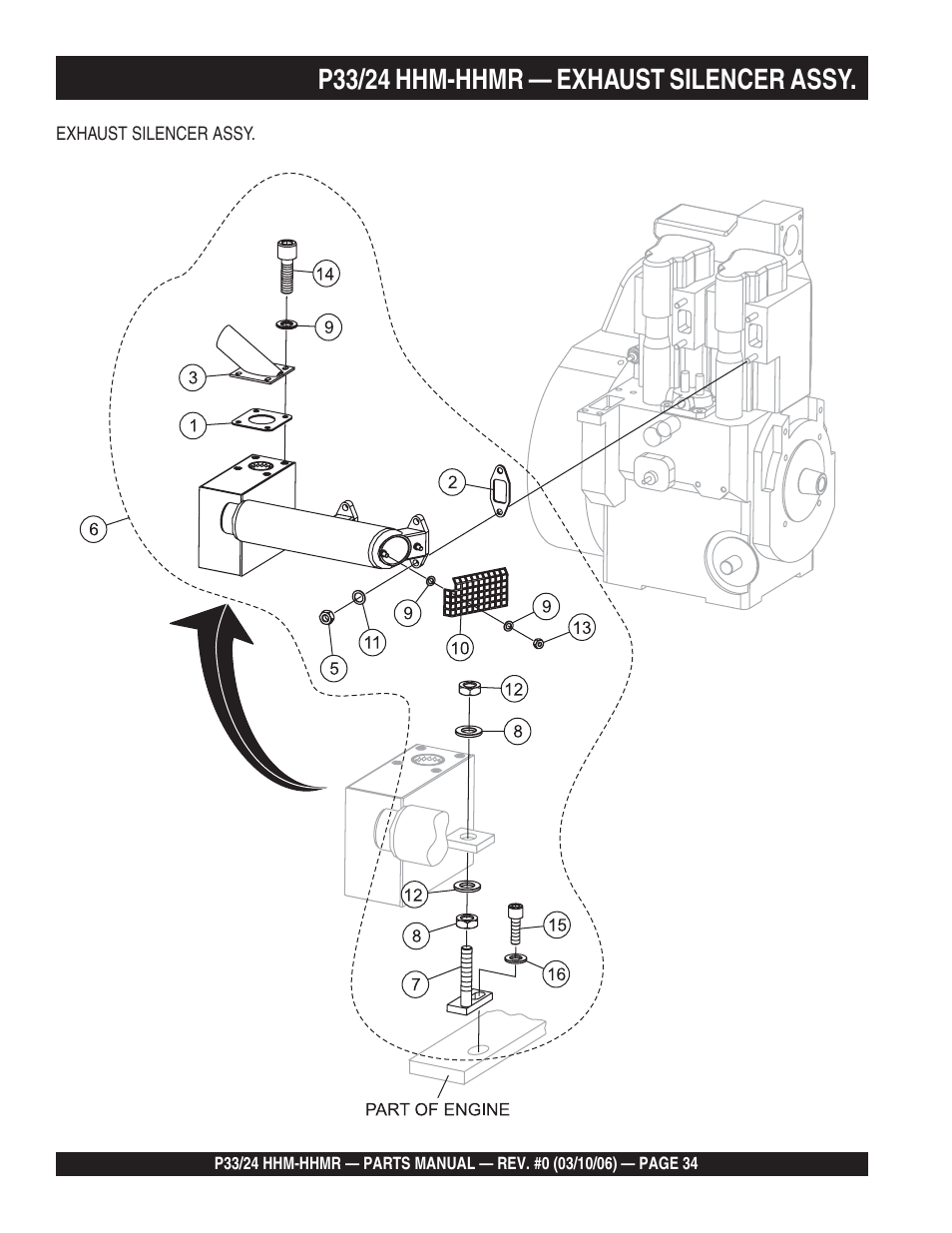P33/24 hhm-hhmr — exhaust silencer assy | Multiquip P33/24 HHM/HHMR/HHMR-BD User Manual | Page 34 / 96